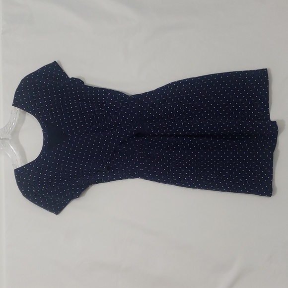 Madewell Silk Navy Stars & Dots Mini Dress Criss Cross Back & Pockets - Picture 3 of 9